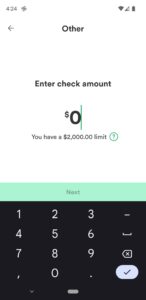 Chime enter the amount of your deposit