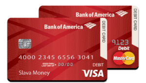 Bank Of America debit card with MM/YY