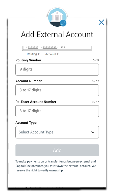 Capital One add external account