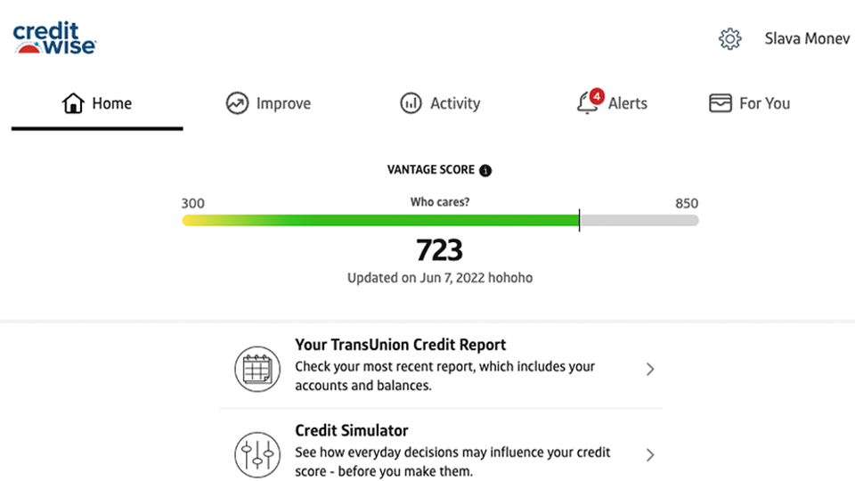 Capital One Credit Wise Credit Score