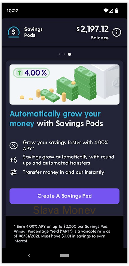 Current savings account with 4% APY