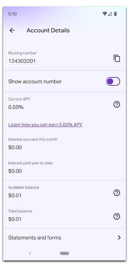 Varo bank account details