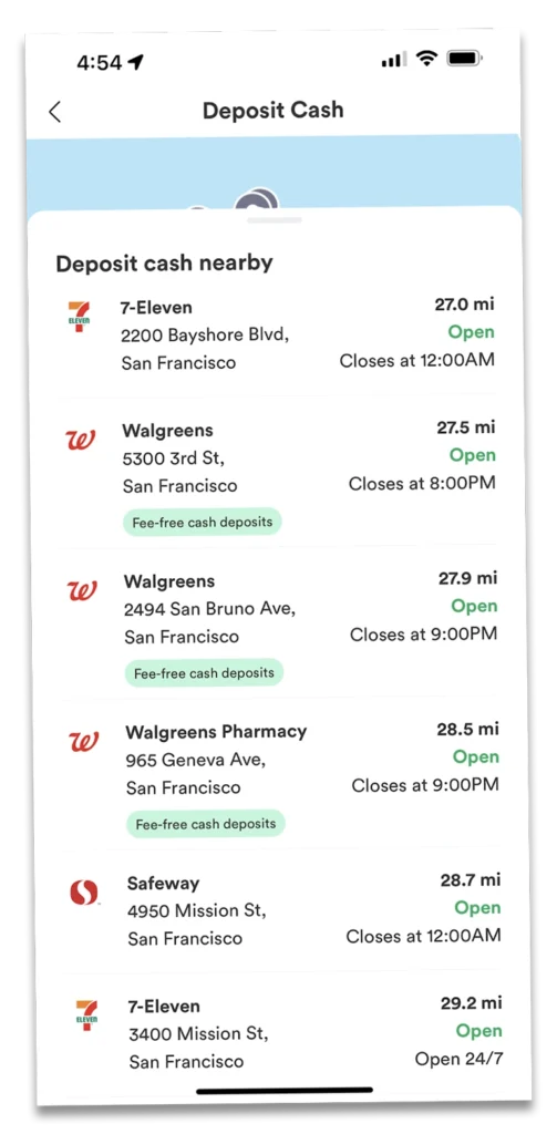 Chime Places to deposit cash