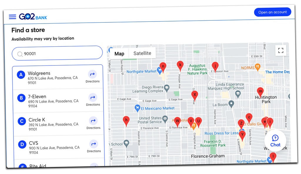 Go2Bank Reload locations