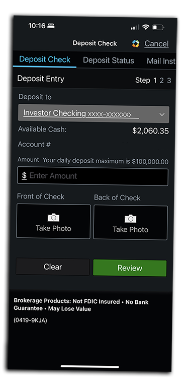 Schwab Mobile Check Deposit