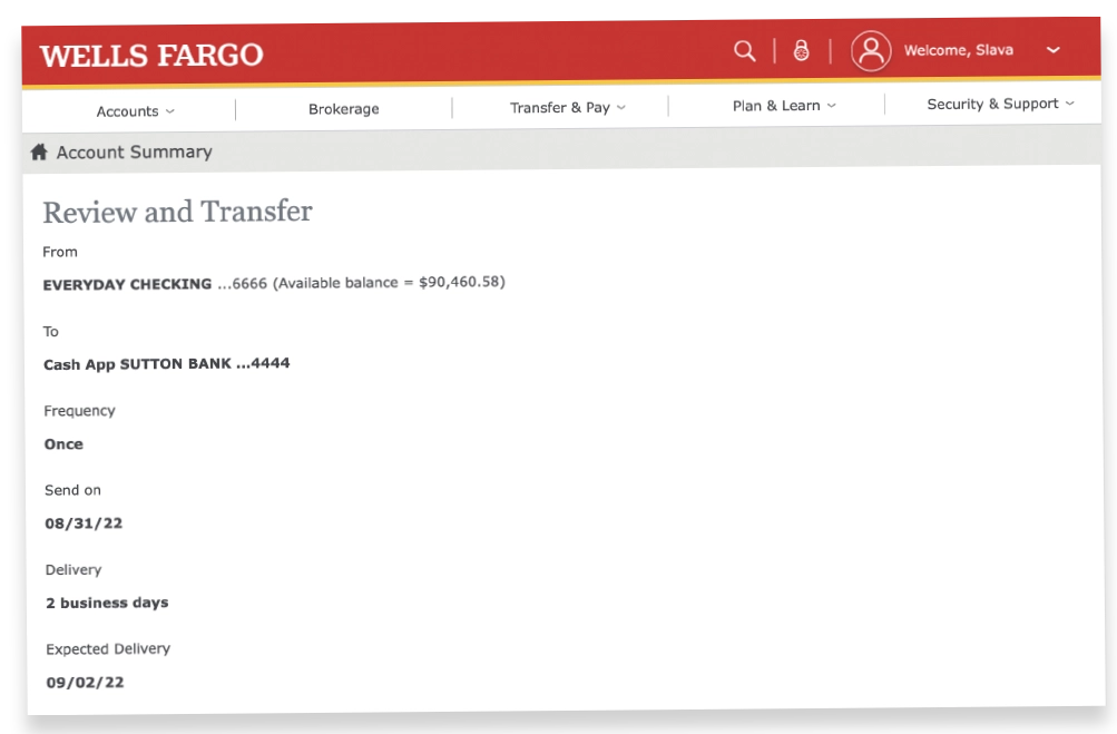 Wells Fargo Review and Transfer to Cash App