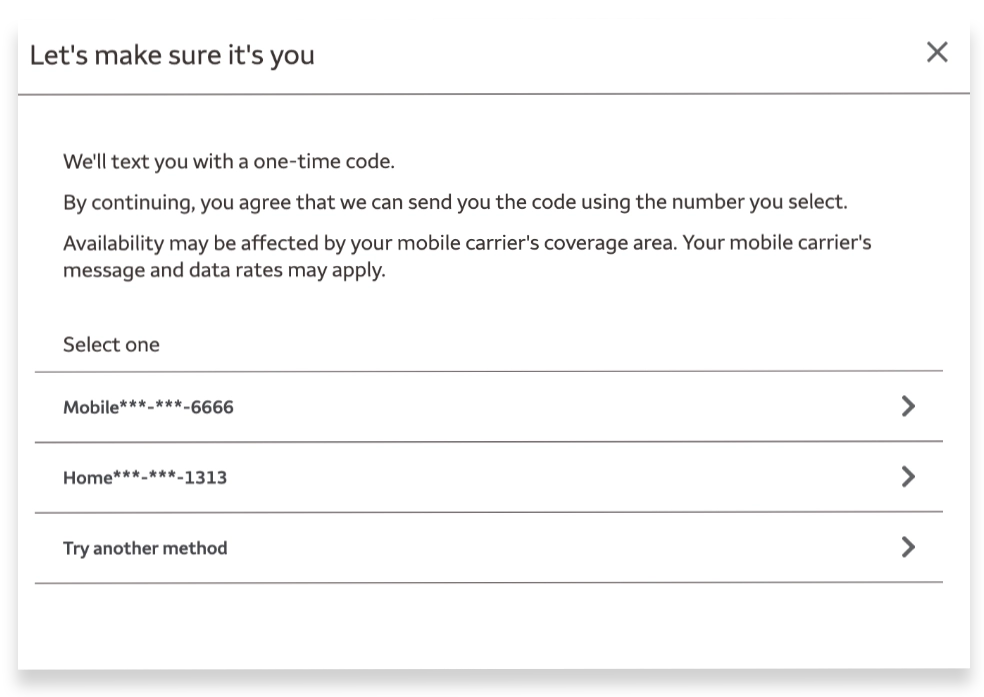 Wells Fargo Verify with one-time code