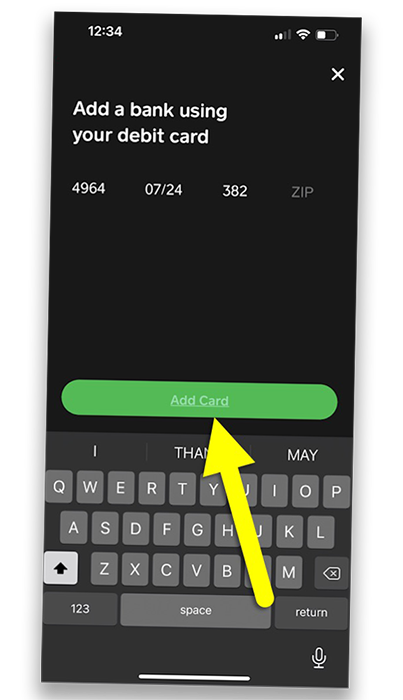 Cash App enter debit card details