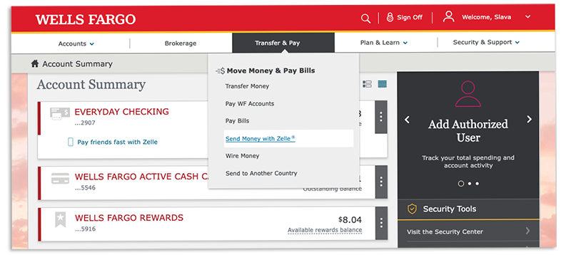 Wells Fargo Send Zelle